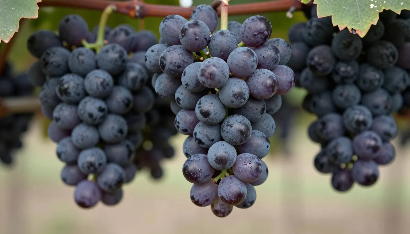 Chùm nho đỏ chín ở Bordeaux