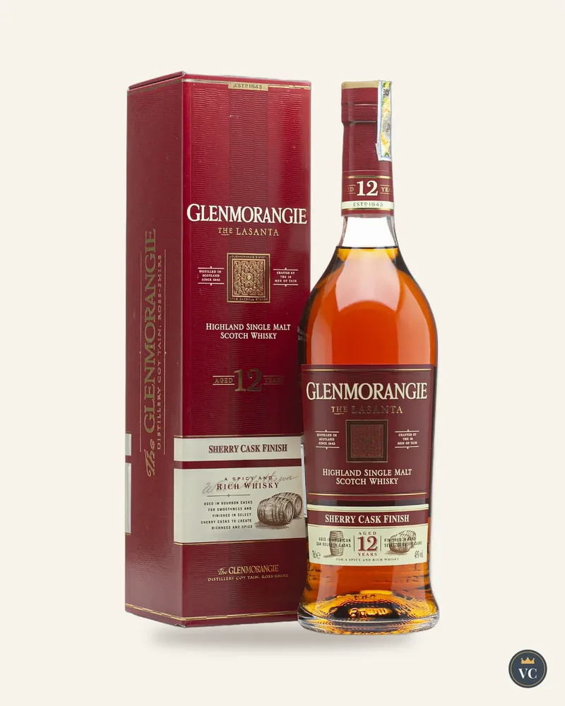 Chai Glenmorangie Lasanta 12 năm cạnh hộp đỏ
