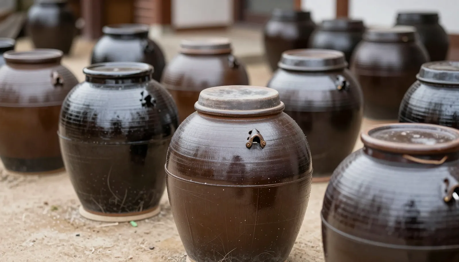 Những chum sành onggi truyền thống trong sân nhà Hàn Quốc