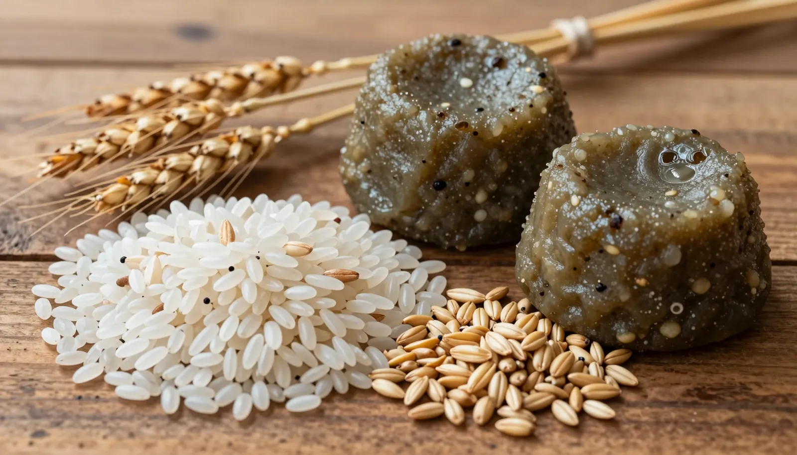 Gạo, lúa mạch và bánh men nuruk truyền thống Hàn Quốc