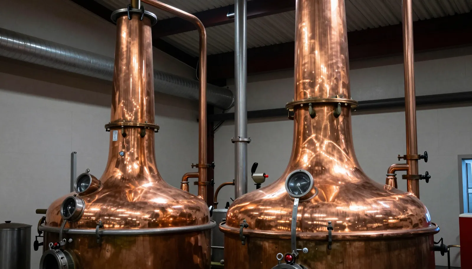 Nồi chưng cất bằng đồng trong một xưởng whisky